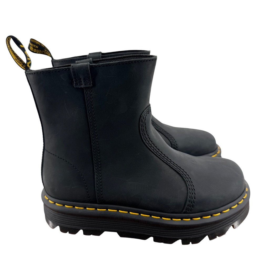 Dr. Martens Zebzag Rigger Black Nubuck Leather Platform Pull On Boots Women 8
